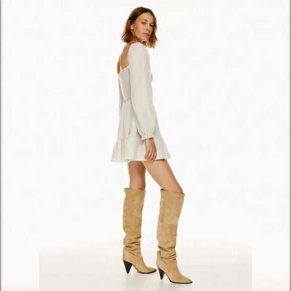 NWT Wilfred Tempest Linen Mini Dress Size XS Natural Ecru Smocked Prairie READ - Picture 2 of 16